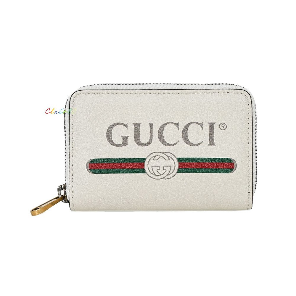 Gucci Logo Leather Zip Around Card Case Wallet